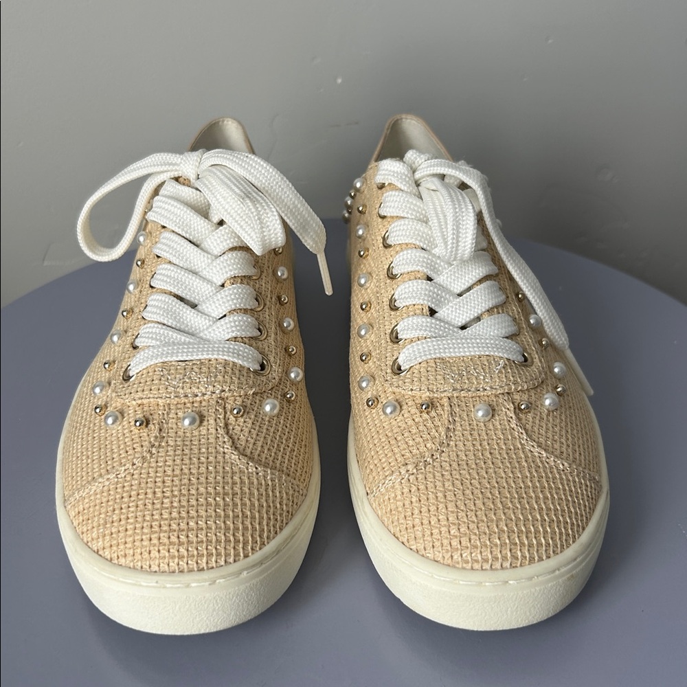 Stuart Weitzman Natural Embellished Platform Sneakers Sz 7 US $395 - Picture 8 of 15